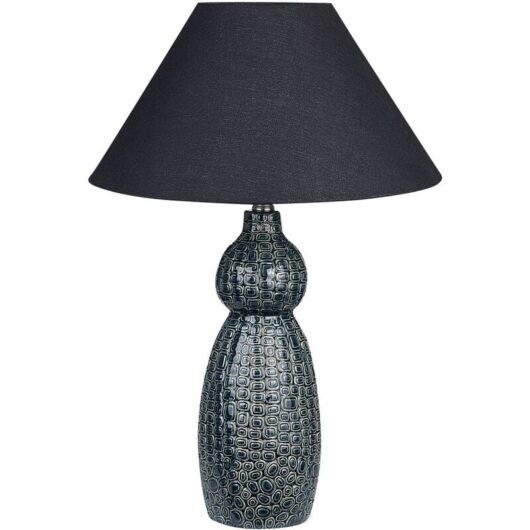Ceramic Table Lamp Base Ambient Light Black Lampshade Dark Blue and Black Matina