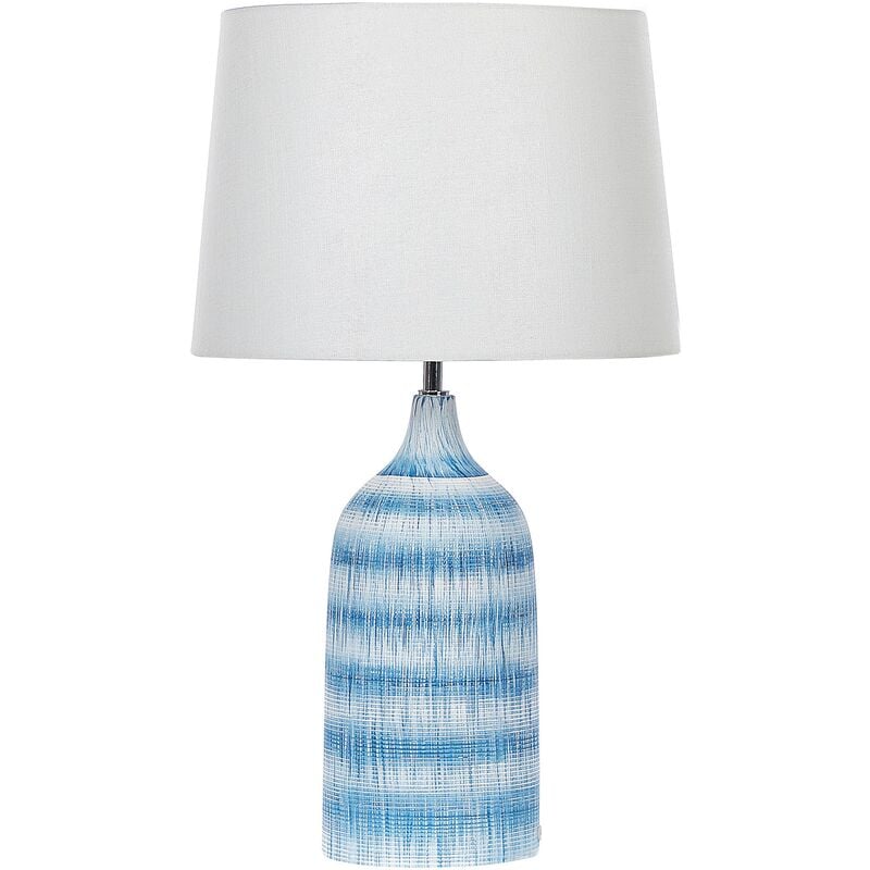 Ceramic Table Lamp Bedside Lighting Fixture 66 cm Fabric Shade Blue Georgina