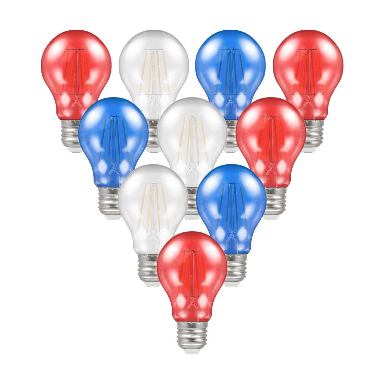 Coronation Red, White and Blue Crompton Lamps LED Festoon GLS 4.5W E27 (10 Pack)