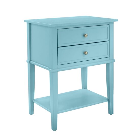 Dorel Franklin Accent Table with 2 Drawers Blue, none