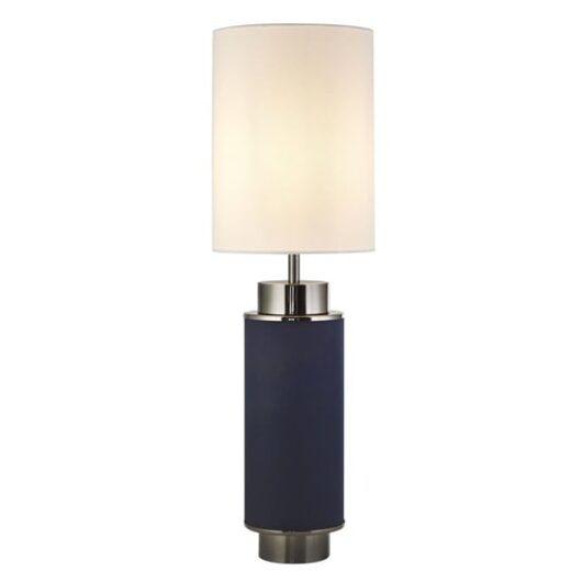 Flask White Shade Table Lamp In Navy Blue And Black Nickel