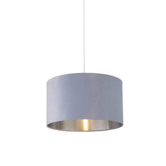 Light Blue Velvet Drum Shade 45Cm