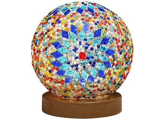 Mosaic-Style Lamp with Wooden Base - 4 Colours