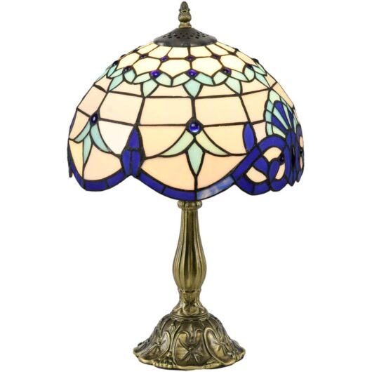 Stained Glass Table Lamp, for Bedroom Bedside, Bulb not Included - Homcom
