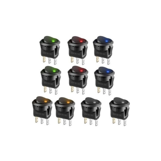 8pcs led Rocker Switch, 12v Car Switch dc 12V 20A on/off Self Locking spst Round Push Button Switch for Car Boat Home Appliances