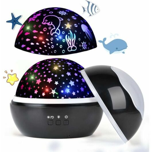 Led Starry Sky Projector, Baby Night Light, Ocean World 2 in 1 Projection Lamp with usb Cable (Black)