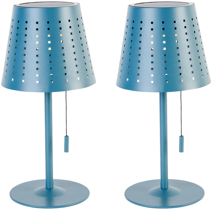 Set of 2 Table Lamps Blue Incl. led 3-Step Dimmable Rechargeable and Solar - Ferre