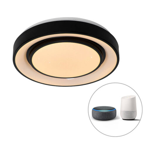 Smart Modern Ceiling Light Black 38 cm Incl. LED and RGB - Jochie