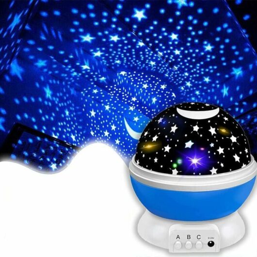 Star projector for children, rotating 360 degrees, 4 led desk lamp 17 colors changing with usb cable, unique gifts for nursery and baby's room and