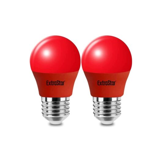 4W Red led Golf Ball Modern Coloured Light Bulb E27 (Pack of 2)