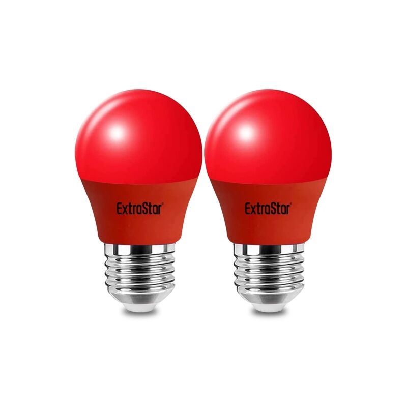 4W Red led Golf Ball Modern Coloured Light Bulb E27 (Pack of 2)