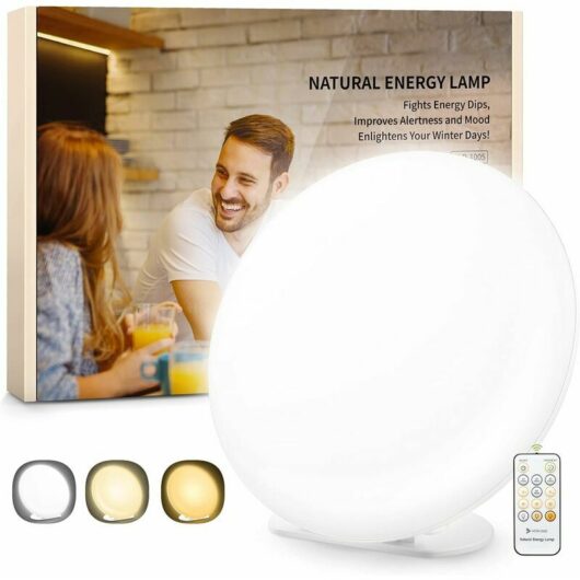 Hoopzi - Light Therapy Lamp sdd Lamp 10000 Lux with 3 Color Modes, 5 Brightness Levels, Portable Light Therapy Lamp with Remote Control and 4 Timer