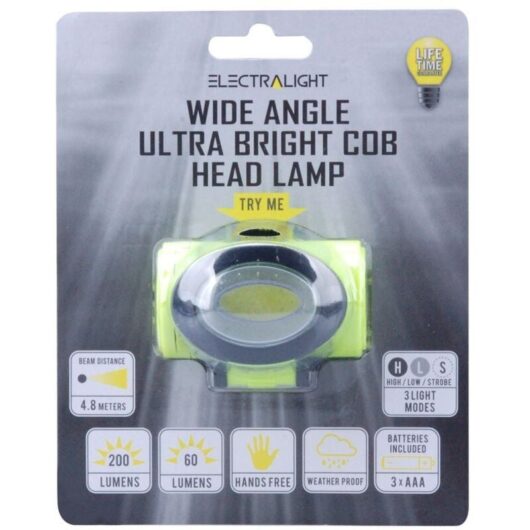 Blue Spot Tools - Electralight cob led Head Torch Headlamp Light 200 Lumens With aaa Batteries