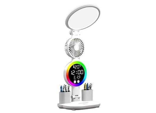 Multi-functional LED Desk Lamp with Clock - Optional Fan!