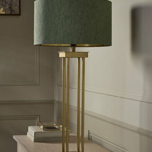 Satin Brass Column Table Lamp