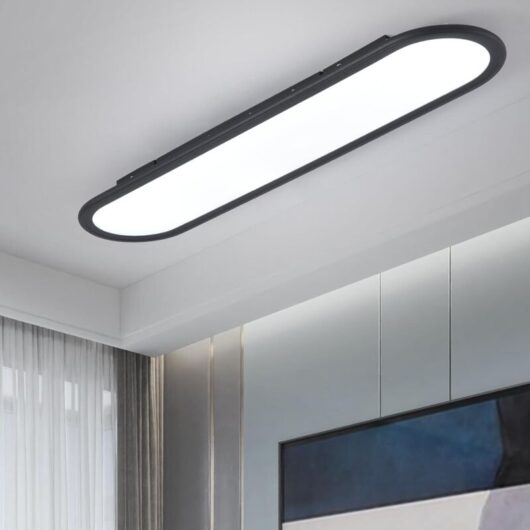 LED Ceiling Light, Long Ceiling Lamp Modern Ultra Slim Ceiling Light with White Light for Bedroom, Kitchen, Closet, Hallway (Black 70cm)