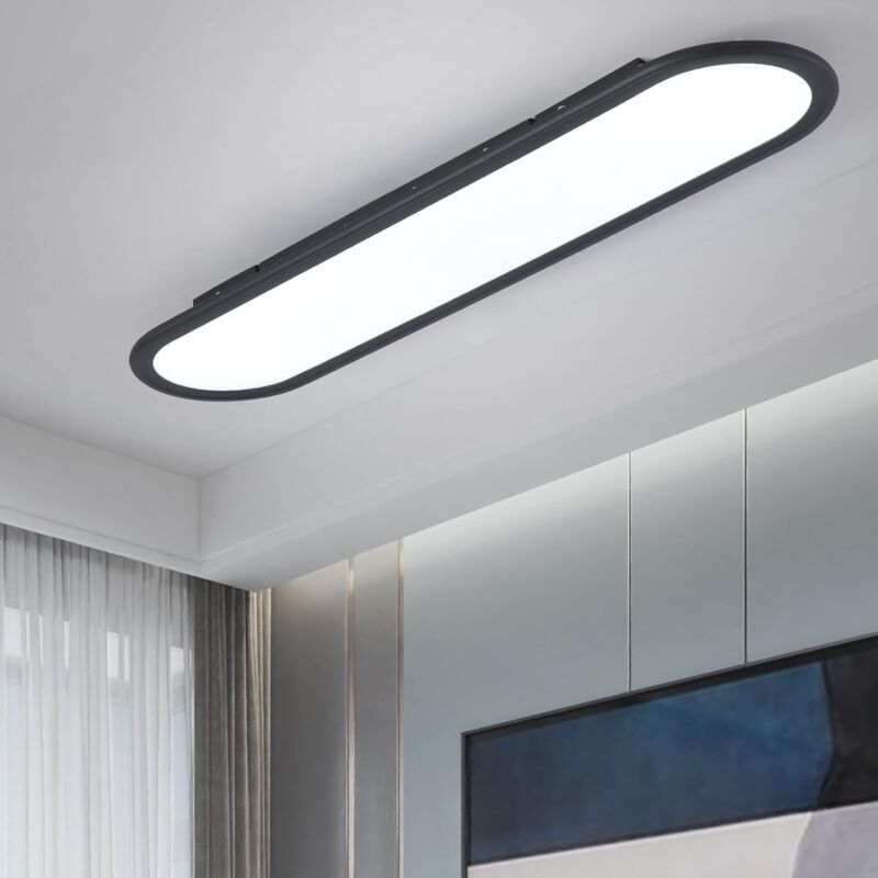 LED Ceiling Light, Long Ceiling Lamp Modern Ultra Slim Ceiling Light with White Light for Bedroom, Kitchen, Closet, Hallway (Black 70cm)