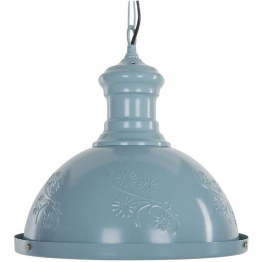 Pendant Lamp Blue Metal Round Shape Flower Ornaments Industrial DIDESSA