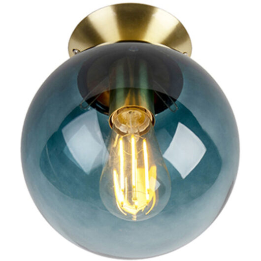 Smart Ceiling Light Brass with Ocean Blue Glass Incl. Wifi ST64 - Pallon