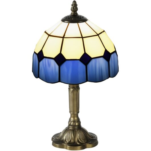 Homcom - Antique Table Lamp, for Bedroom Bedside, Bulb not Included, Blue