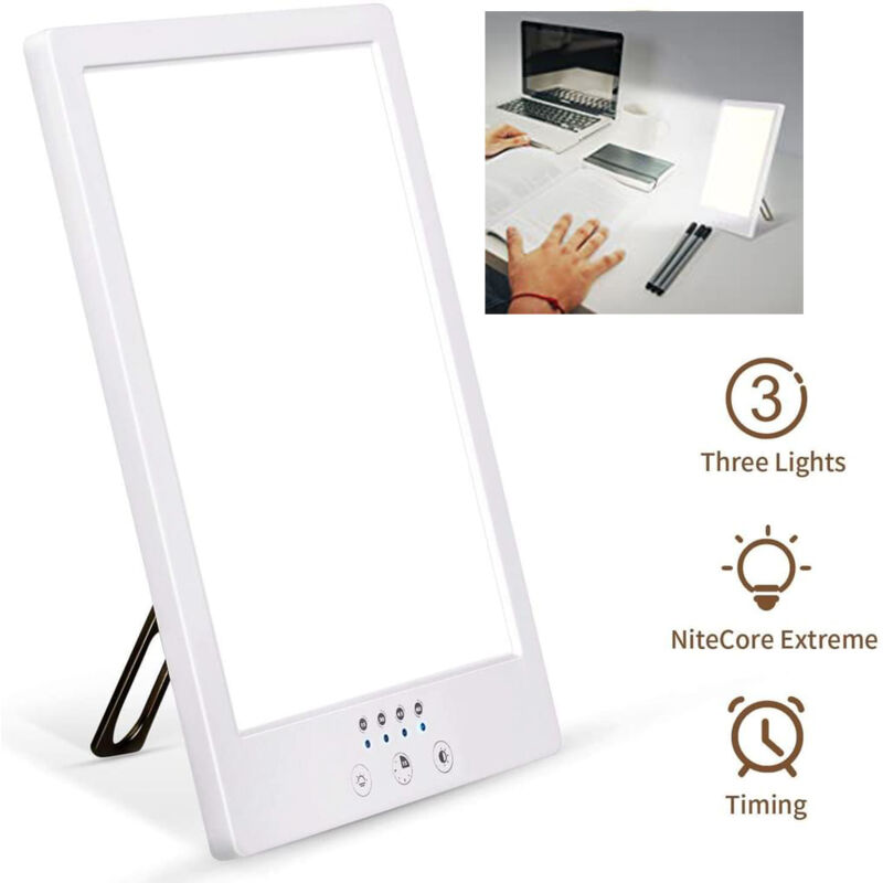Light therapy lamp, 12,000 Lux, simulated natural light without UV, adjustable color temperature, 360° rotation, optimal comfort