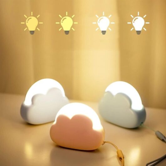 Set of 3 Cloud Night Lights for Bedroom, Cute Bedside Lamp for Children, Portable USB Rechargeable, Yellow and White Light, Kawaii Room Decoration,