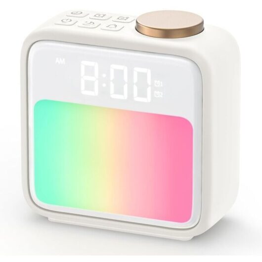 Sunrise alarm clock with 6 nature sounds and a 10-color nightlight, dual alarm clock with sun, sleep aid and snooze function