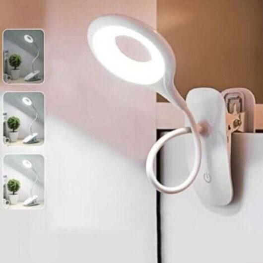 White reading lamp, rechargeable, with USB cable, 20 LED bulbs, portable touch lamp, 3 brightness levels, ideal for studying.
