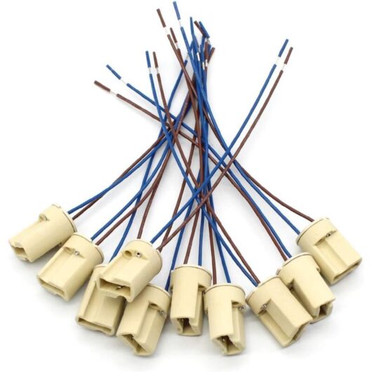 10-pack G9 ceramic lamp holders and sockets with blue-brown high-temperature wire, LED aging test lamp bracket, 0.5 square meters, 15 cm wire
