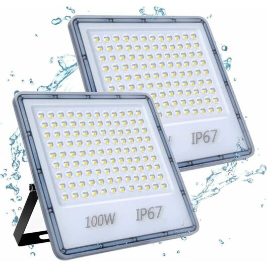 100W led Flood Light, 10000LM Outdoor led Spotlight, 6500K Cool White Outdoor Security Lighting, IP67 Waterproof Outdoor Light Fixture for Patio,