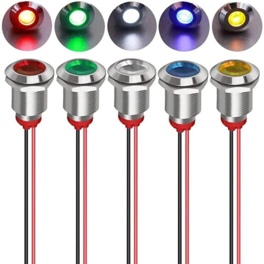 12mm 12/24V DC LED Waterproof Metal Indicator Light Signal Warning Lamp Directional Dashboard with Wire