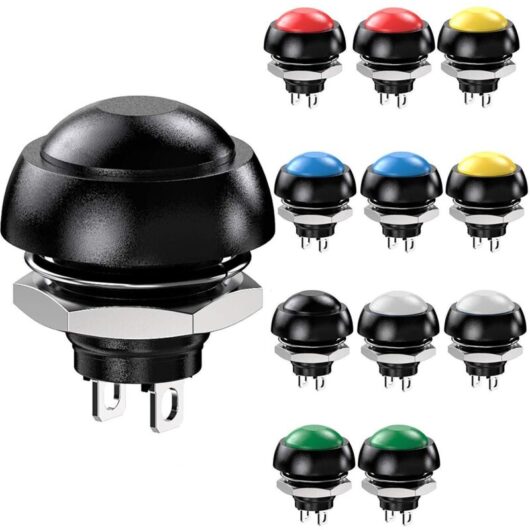12pcs 12mm Waterproof Momentary Push Button, SPST ON-OFF AC 3V-5V-9V-12V-24V-230V / 3A, Mini Round Push Button for Car Horn, PC, Table Lamp, Doorbell