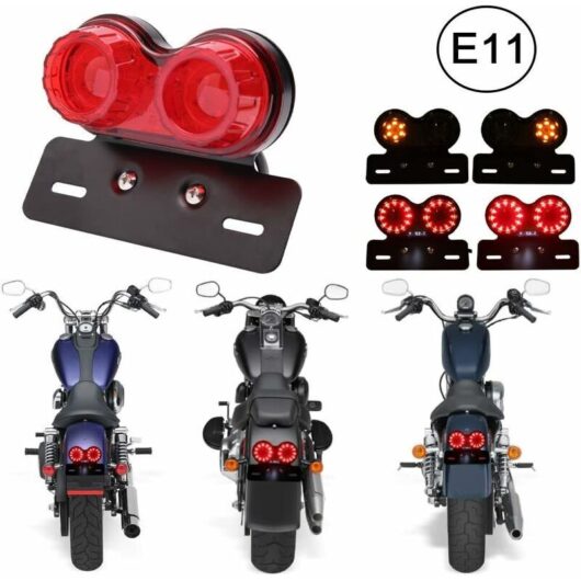 1pcs 40 led (Red) Dual Motorcycle Tail Light Brake Light,Turn Signal Indicators Running Lamp with License Plate Bracket for Street Bike Dirt Bike
