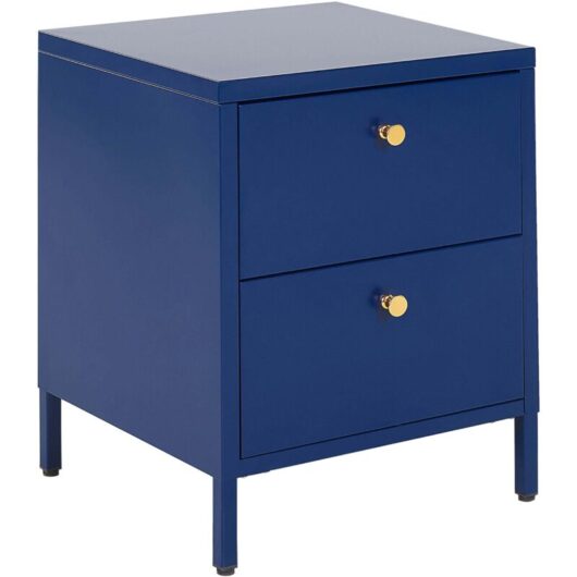 2 Drawer Bedside Table KYLEA Metal Navy Blue