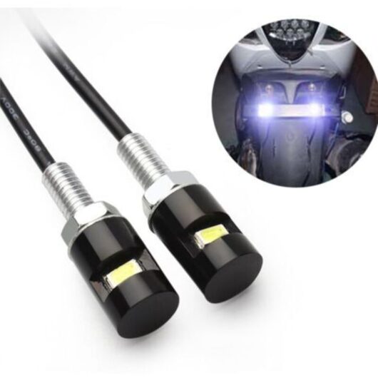 2-Pack License Plate Lights, Screw-on License Tag Light, 12V White LED Bulb, Waterproof/Rainproof, Black Aluminum Light Bracket, Legal for Car,