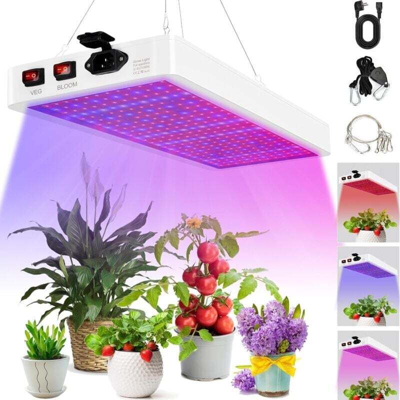 2000W LED Grow Light: Upgraded grow lamp with 312 full-spectrum LEDs for indoor plants, vegetables, and flowers