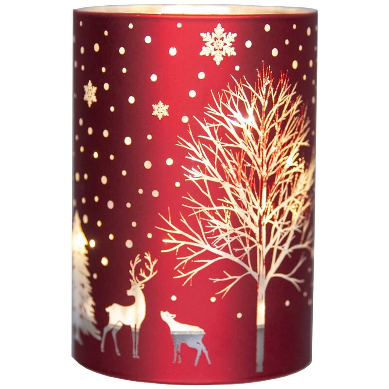 22cm Christmas Decorated Vase Led Deep Blue Glass Vase / Village