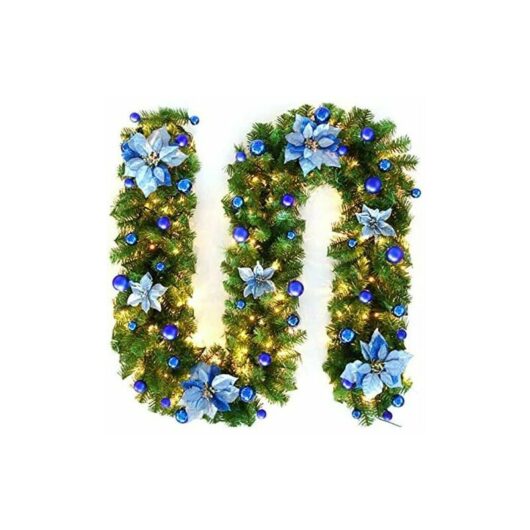 270cm Christmas Tree Garland, Artificial Christmas Tree Garland Lighted Lamp led Lamp Decoration for Xmas Tree Door Staircase Fireplace (Blue)