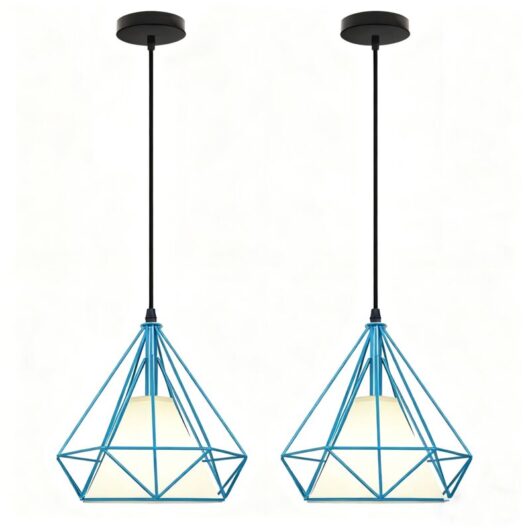 2PCS Creative Pendant Lights Modern Pendant Light Blue Iron Metal Ceiling Light 25CM E27