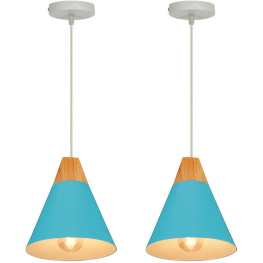 2PCS)-Modern Pendant Light Blue Nordic Pendant Light Retro Pendant Lights Antique Hanging Lamp Minimalist Ceiling Light E27 Indoor Pendant Lighting
