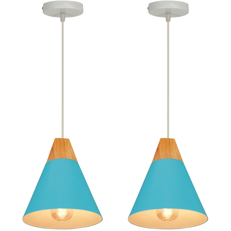 2PCS)-Modern Pendant Light Blue Nordic Pendant Light Retro Pendant Lights Antique Hanging Lamp Minimalist Ceiling Light E27 Indoor Pendant Lighting