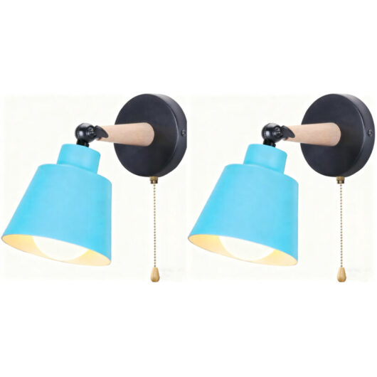 2PCS Modern Wall Light E27 Minimalist Retro Wall Sconce Nordic Indoor Wall Lamp Blue For Bedroom Office Corridor Hallway