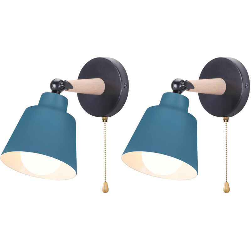 2PCS Modern Wall Light E27 Minimalist Retro Wall Sconce Nordic Indoor Wall Lamp For Bedroom Office Corridor Hallway Blue