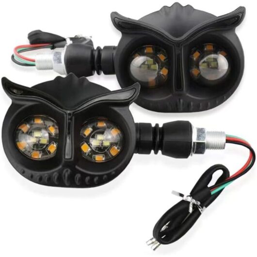 2PCS Owl-Shaped LED Motorcycle Turn Signal Lights, Modified Cooling, 12V Waterproof