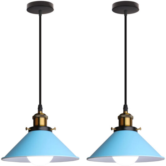 2PCS-Retro Pendant Light Blue Vintage Ceiling Light Ø22CM Industrial Ceiling Light Modern Pendant Lights For Restaurant Kitchen Cafe E27