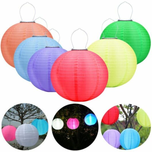 6 Pieces of Solar Lanterns 12 led Chinese Solar Lanterns Waterproof Hanging Lantern Lamp Solar Lantern Multicolor Painted for Home Garden Decoration