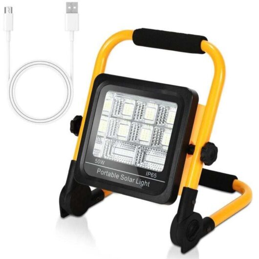 ALOVZE 50W Rechargeable LED Floodlight with 6600mAh Battery for Camping, DIY Projects, and USB Charging