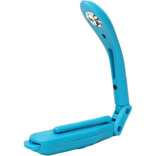 Adjustable, battery-operated, foldable reading lamp (blue)