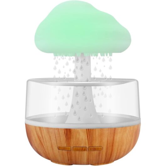 Air Humidifier with Rain Lamp, Rain-Cloud Humidifier with 7 Color LED Lights, Essential Oil Diffuser for Home, Office, Bedroom, Relaxation, Sleeping