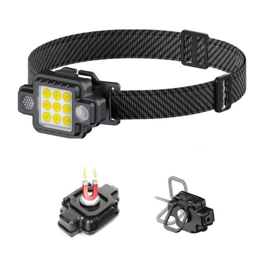 Aougo - Headlamp, Ultra Powerful led Headlamp, 5 Lighting Modes, Adjustable, Lightweight and Waterproof Flashlight, Head Lamp, Magnetism, Detachable,